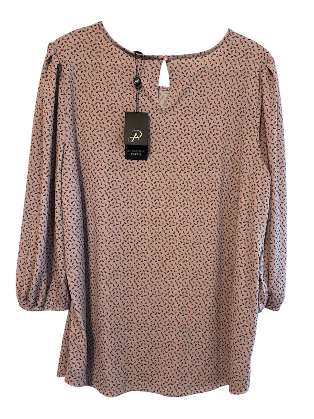 NWT Adrianna Papell Blush Pink/Stroseleaf 1X Plus Size Tunic Blouse
